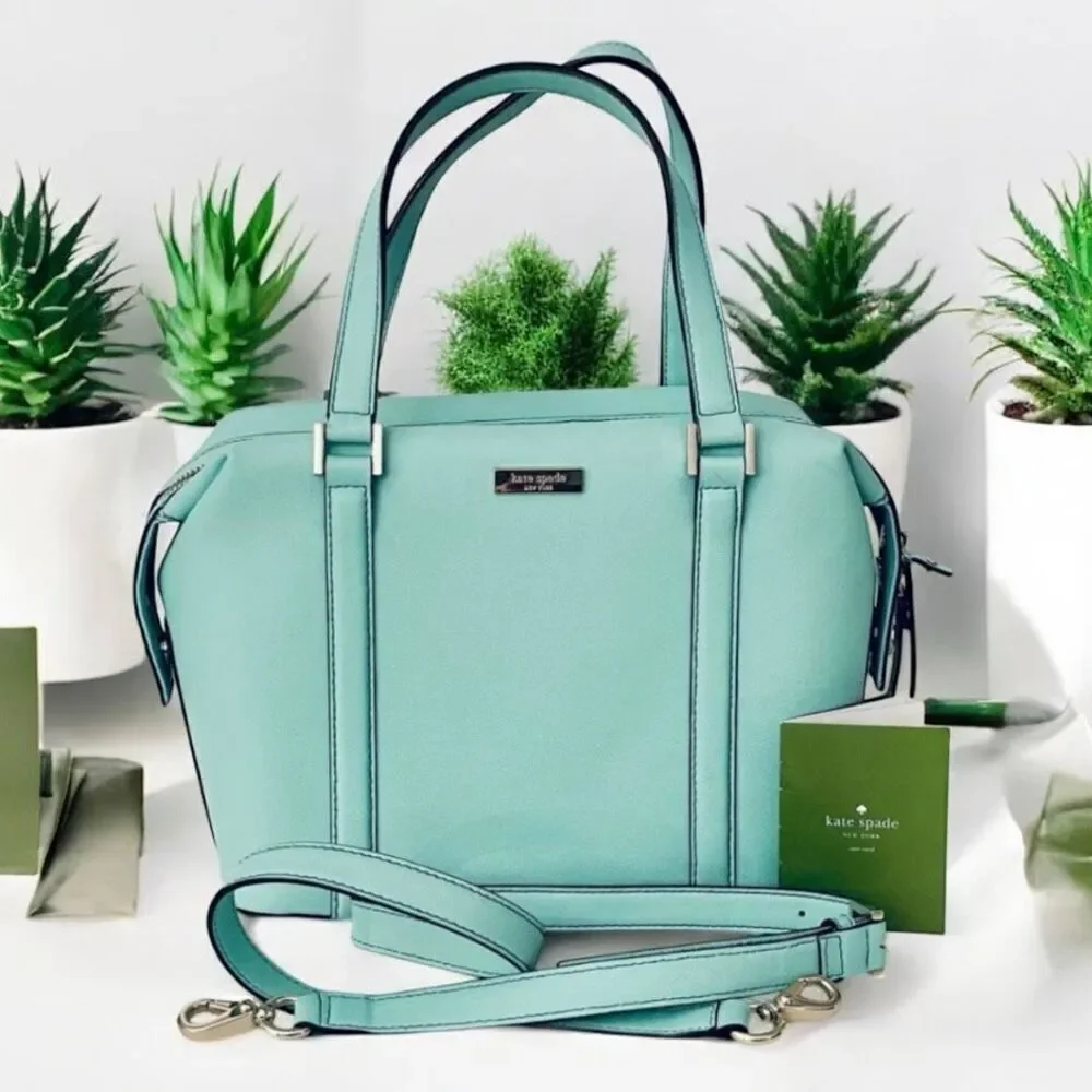 NWT Kate Spade Newbury Lane Alysia Saffiano Green Leather Crossbody Handle Bag
